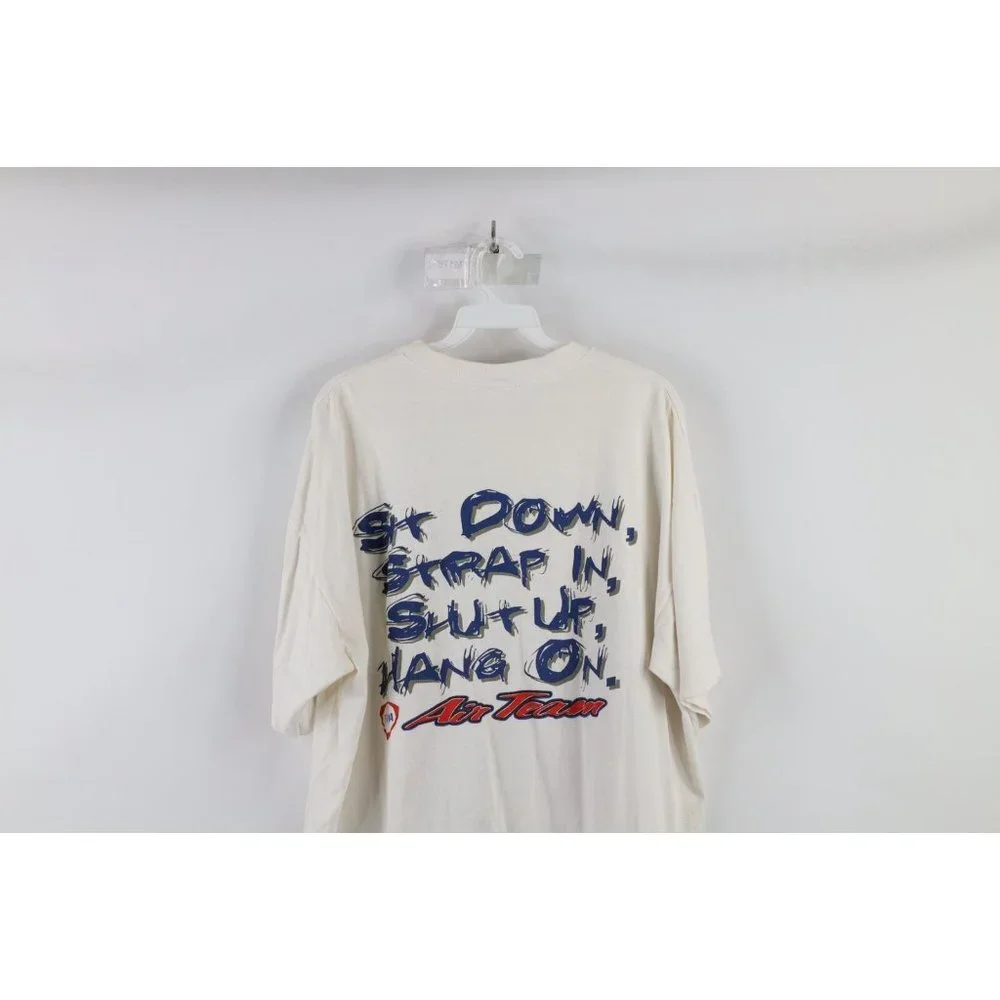 Vintage 90s Streetwear XL Distressed FINA Air Team Spell Out T-Shirt White USA - Picture 9 of 11